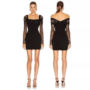 Cushnie Black Sequin Long Sleeve Dress